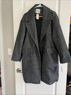LUCKY BRAND Herringbone Wool-Blend Coat - Gray